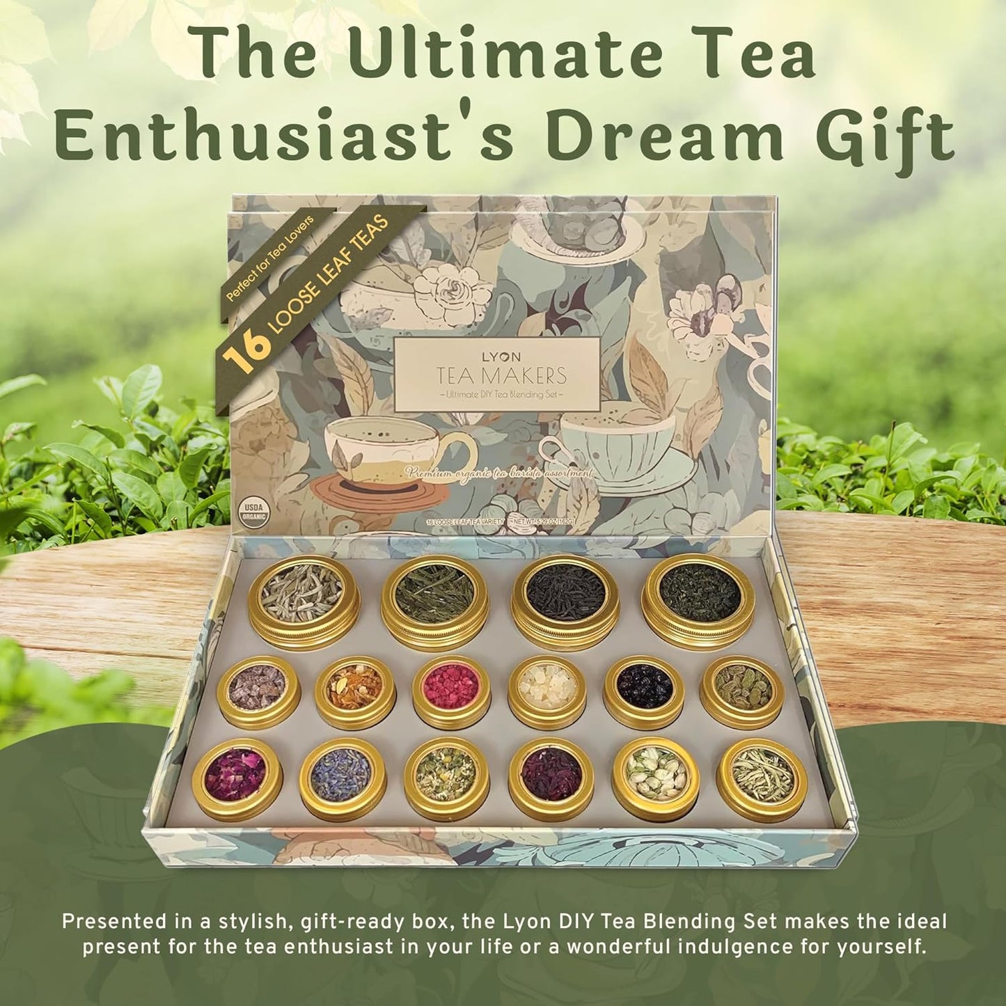 TEA MAKERS Ultimate DIY Tea Blending Set - 16 Tin Variety Pack - Featuring Premium Organic Teas & Exotic Floral/Fruit Flavor Infusers